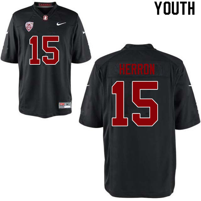 Youth #15 Stephen Herron Stanford Cardinal College Football Jerseys Sale-Black
